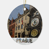 プラハチェコ共和国天文時計クリスマス セラミックオーナメント (左)