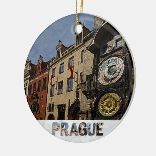 プラハチェコ共和国天文時計クリスマス セラミックオーナメント (左)