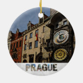 プラハチェコ共和国天文時計クリスマス セラミックオーナメント (裏面)