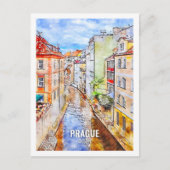 プラハチェコ有名な旅行プレイスウォーターカラー ポストカード (正面)