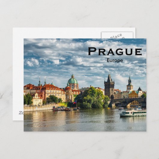 プラハヨーロッパヴィンテージ旅行観光の追加 ポストカード (正面/裏面)