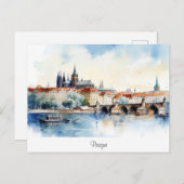 プラハ付きハガキ色彩の鮮やかランドスケープ。 ポストカード (正面/裏面)