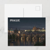 プラハ城とチャールズブリッジナイトトラベル ポストカード (正面/裏面)