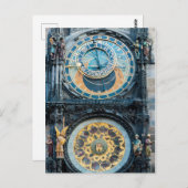 プラハ天文時計で閉じる ポストカード (正面/裏面)