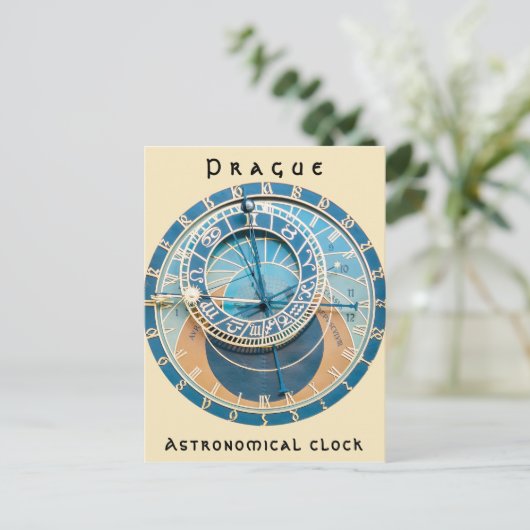 プラハ天文時計のクローズアップ、チェコ共和国 ポストカード (スタンド正面)