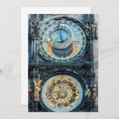 プラハ天文時計のクローズアップ 招待状 (正面/裏面)