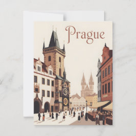 プラハ天文時計ヴィンテージ ポストカード