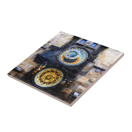 プラハ天文時計写真 タイル (側面)