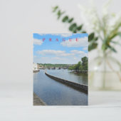 プラハ川ヴルタヴァ表示はがき ポストカード (スタンド正面)