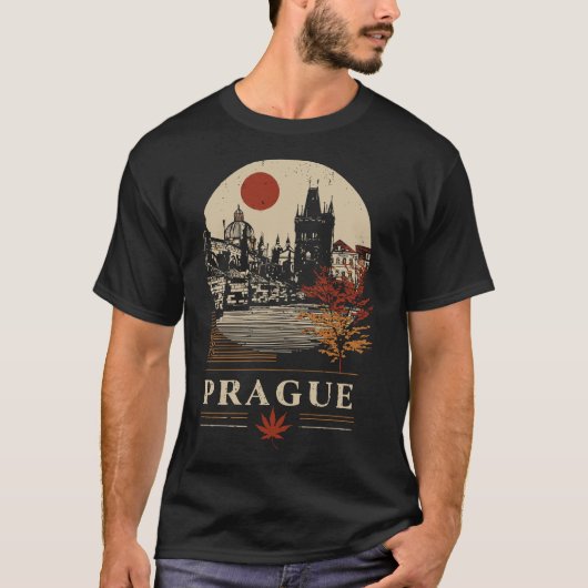 プラハ橋ゴシッ動揺してクスパイアシルエット Tシャツ (正面)