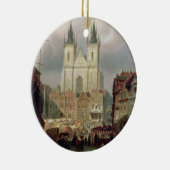 プラハ1881年の古い市場(canvaの油 セラミックオーナメント (右)