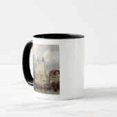 プラハ1881年の古い市場(canvaの油 マグカップ (正面左)