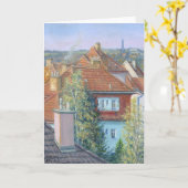 「プラハ4の屋根」 カード (黄色い花)