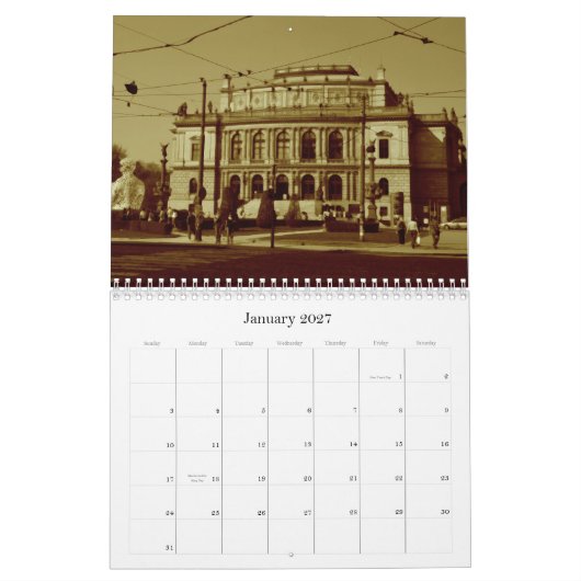 プラハ カレンダー (1月 2027)