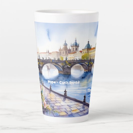 プラハ – チェコ共和国の水彩画のスケッチ | カフェラテマグ (正面)