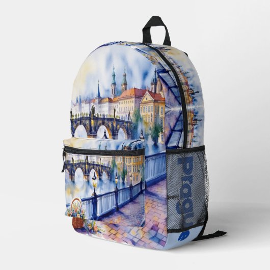 プラハ – チェコ共和国の水彩画のスケッチ | プリントバックパック (裏面右端)