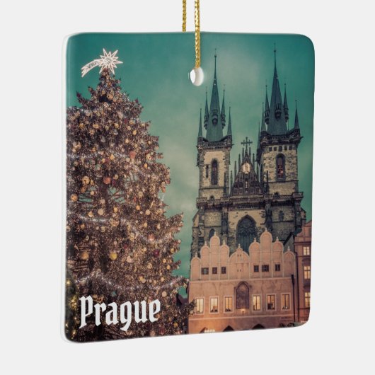 プラハ・チェコ共和国オールドタウン写真クリスマス セラミックオーナメント (右)