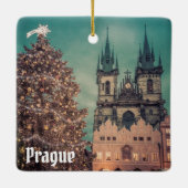 プラハ・チェコ共和国オールドタウン写真クリスマス セラミックオーナメント (裏面)