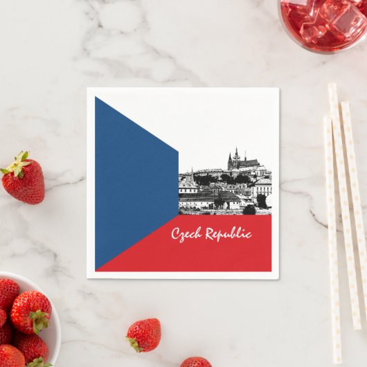 プラハ&チェコ国旗 – チェコの歴史/スポーツ スタンダードカクテルナプキン (インサイチュ)