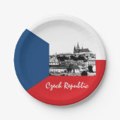 プラハ&チェコ国旗 – チェコの歴史/スポーツ ペーパープレート (正面)