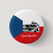 プラハ&チェコ国旗 – チェコの歴史/スポーツ 缶バッジ (正面)