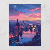 プラハ・チェコ旅行の夜 ポストカード (正面)