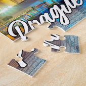 プラハ，チェコ，暗い後 ジグソーパズル (側面)