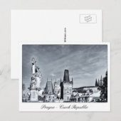 プラハ – チャールズブリッジ、キャッスルタワー/チェコ ポストカード (正面/裏面)