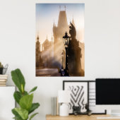 プラハ – チャールズ・ブリッジ・モーニング・ポスター ポスター (ホームオフィス)