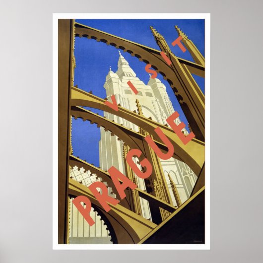 プラハ,ヴィンテージ旅行 ポスター (正面)