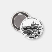 プラハ，歴史都市，城 – チェコ美術 マグネット (正面/裏面)