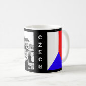 プラハ，歴史都市，城&国旗 – チェコ コーヒーマグカップ (正面右)