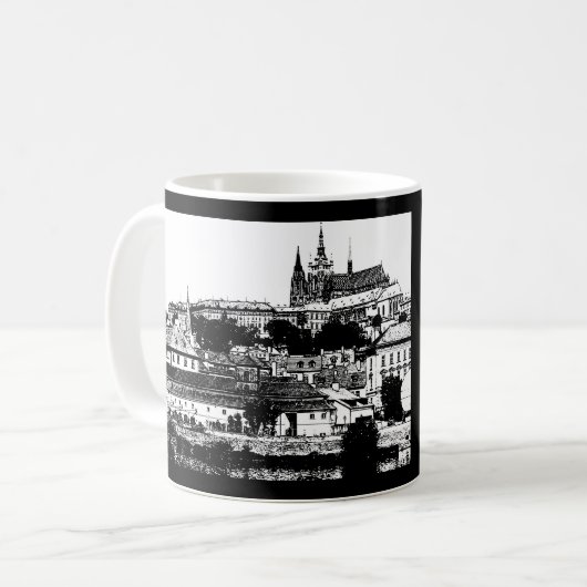 プラハ，歴史都市，城&国旗 – チェコ コーヒーマグカップ (正面左)