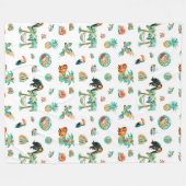 プラビダ | キュート図解入りの、写真付きのコスタリカ フリースブランケット (正面(横))