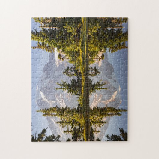 プラマーのピーク付近の沼に反射したレイニエ山 ジグソーパズル (縦)