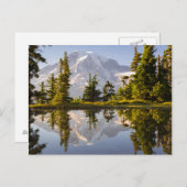 プラマーのピーク付近の沼に反射したレイニエ山 ポストカード (正面/裏面)