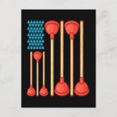 プラムおもしろいギフトメンズアメリカ国旗の配管工 ポストカード (正面)