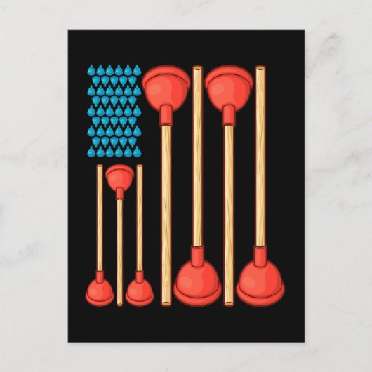 プラムおもしろいギフトメンズアメリカ国旗の配管工 ポストカード (正面)