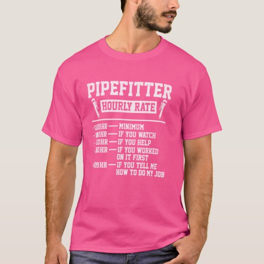 プラムおもしろいメンズピペフィッター時給 Tシャツ (正面)