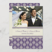 プラムおよびクリームの写真の駆け落ちの発表カード 案内状 (正面/裏面)