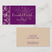 プラムおよびクリーム花スクロール名刺 名刺 (正面/裏面)