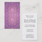 プラムおよびピンクの色合いで幽霊デイジーのダマスク織 名刺 (正面/裏面)