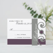 プラムおよび灰色の応答カード 出欠カード (スタンド正面)