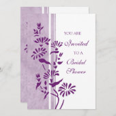 プラムおよび白いブライダルシャワーの招待状カード 招待状 (正面/裏面)