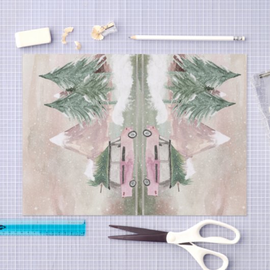 プラムおよび緑の旧式の休日の水彩画 薄葉紙 (クラフト)