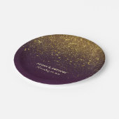 プラムおよび金ゴールドのグリッターの魅力的なヴィンテージの結婚 ペーパープレート (アングル)