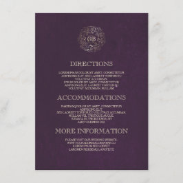 プラムおよび金ゴールドフローラリースヴィンテージ情報 エンクロージャーカード