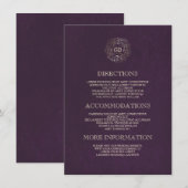 プラムおよび金ゴールドフローラリースヴィンテージ情報 エンクロージャーカード (正面/裏面)