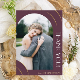 プラムかわいらしフォト結婚ズ サンキューカード