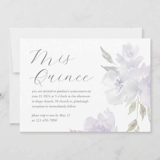 プラムかわいらしフローラ15年誕生日キンセアニラ 招待状 (正面)